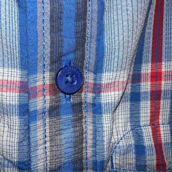 The North Face Mens Plaid Short Sleeve Shirt Blue Nylon Polyester Casual Size M - Picture 7 of 9